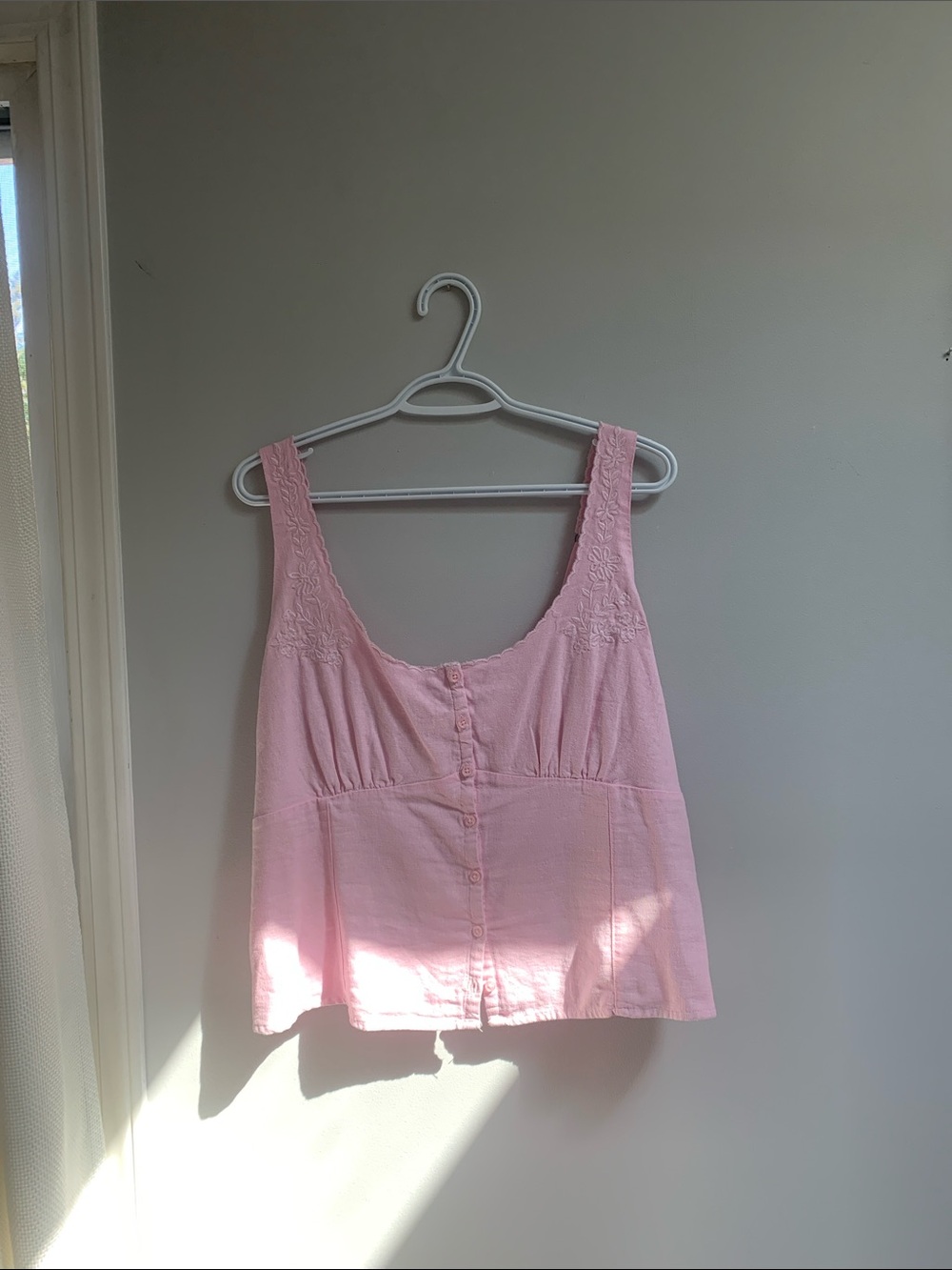Hollister Light Pink Embroidered Button-Front Camisole